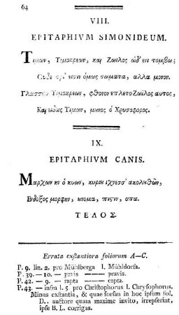 Errata exstantiora foliorum A - C.