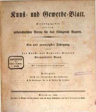 Kunst- und Gewerbeblatt des Polytechnischen Vereins für das Königreich Bayern. 21 = Bd. 13. 1835