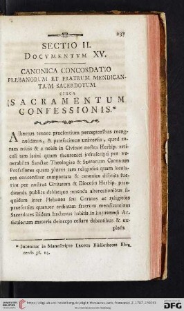 Sectio II, Docvmentvm XV