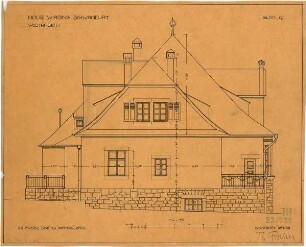 Fischer, Theodor; Schweinfurt (Bayern); Haus Wirsing - Westseite (Aufriss)
