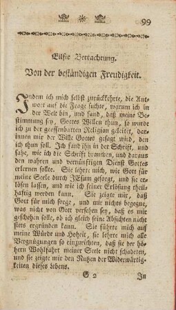 Elfte Betrachtung. Von der beständigen Freudigkeit.
