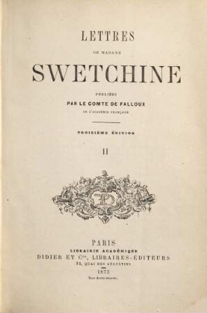 Lettres de Madame Swetchine, 2