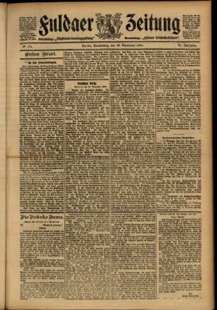 Erste Ausgabe vom Donnerstag, den 30. November 1905.