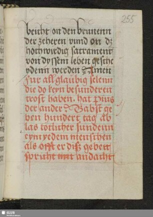 255r-266r: Sieben Seelengebete, das erste mit Ablass von Papst Pius II.