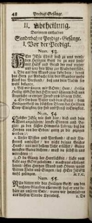 II. Abtheilung. ... Sonderbahre Predigt-Gesänge.