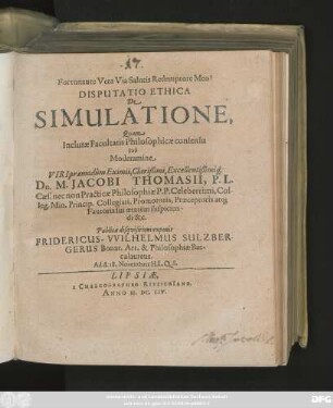 Disputatio Ethica De Simulatione