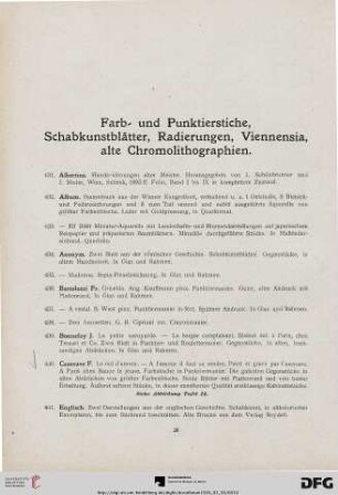 Farb- und Punktierstiche, Schabkunstblätter, Radierungen, Viennensia, alte Chromolithographien (Nr. 431-479)