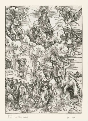 Tier mit den Lammhörnern, Blatt 11 aus: Albrecht Dürer, Apocalipsis cum figuris, Nürnberg 1498