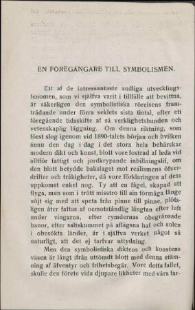 En Föregångare Till Symbolismen.