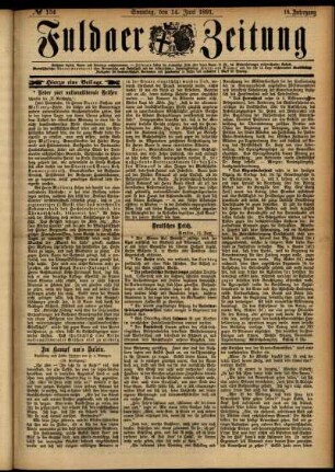 Erste Ausgabe vom Sonntag, den 14. Juni 1891.