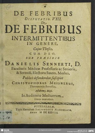 8: De Febribus Intermittentibus In Genere