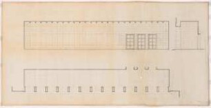 Reichsluftfahrtministerium, Berlin: Eingangshalle Q1L, Fußboden und Rückfront: Ansicht, Schnitt, Grundriss [1:50]