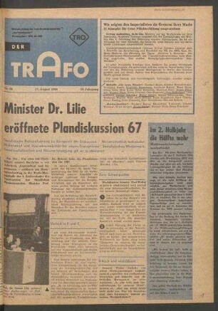 TRO-Betriebszeitung 'Der Trafo'; Nr. 32/1966 (17. August 1966)