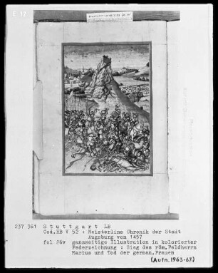 Sigismund Meisterlin, Chronik der Stadt Augsburg — Sieg des Marius, Tod der germanischen Frauen, Folio 26verso