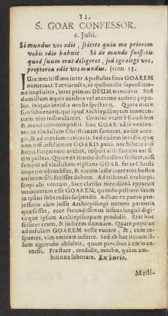 S. Goar Confessor. 6. Julii