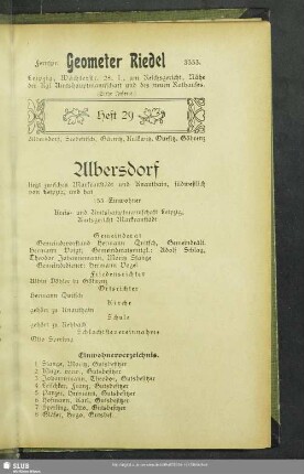 Heft 29. Albersdorf, Seebenisch, Gärnitz, Kulkwitz, Quesitz, Göhrenz
