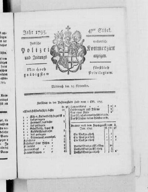 47tes Stück., Ausgabe vom 25. November 1795