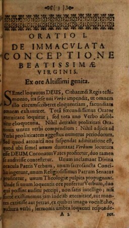 Orationes Nicolai Avancini, e Soc. Jesu, : In Tres Partes Divisae, Quarum Prima Continet Orationes De Deo, & Deo-homine; Secunda De Beata Virgine, & Sanctis; Tertia, Panegyres, Epicedia, Prolusiones, & Exercitationes Oratorias, 2. De Beatissima Virgine Dei-Parente, Et Sanctis