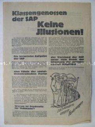 Propagandaflugblatt der KPD zur Reichspräsidentenwahl 1932 (mit Zeichnung "Rote Einheitsfront")