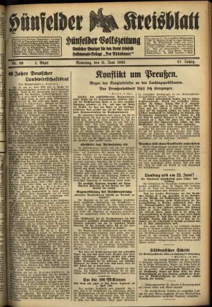Erste Ausgabe vom Samstag, den 11. Juni 1932.