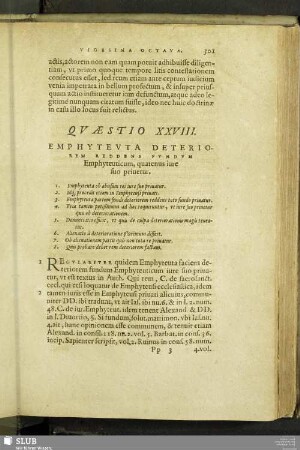 Quaestio XXVIII. Emphyteuta Deteriorem Reddens Fundum Emphyteuticum, quatenus iure suo privetur