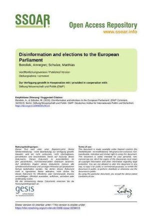 Disinformation and elections to the European Parliament