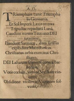 Triumphum canit Triumphalis Germania ...