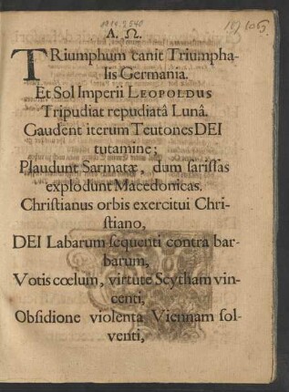 Triumphum canit Triumphalis Germania ...