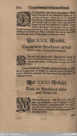 Der XXXI. Artickel. Wenn ein Appellation fallen unnd erleschen soll.