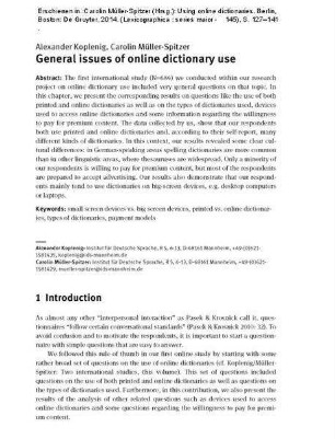 General issues of online dictionary use