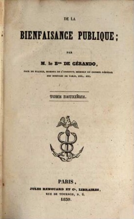De la Bienfaisance Publique, 2