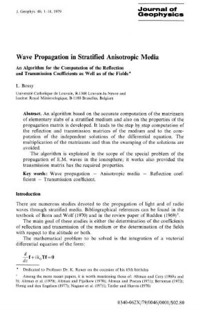 Wave propagation in Straitifield anisotropic media