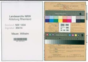 Entnazifizierung Wilhelm Mauer , geb. 23.04.1903 (Polizeibeamter)