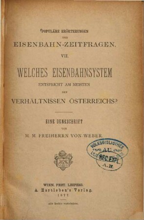 Populäre Erörterungen von Eisenbahn-Zeitfragen, 7