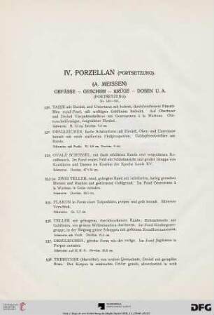 IV. Porzellan (Fortsetzung) (Nr. 530-675)