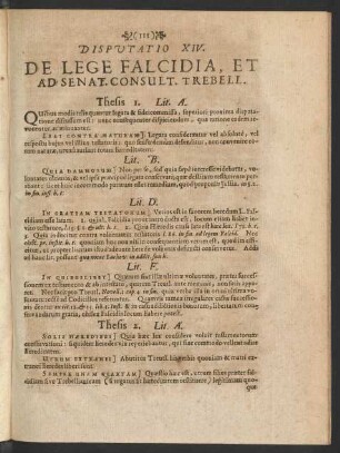 Disputatio XIV. De Lege Falcidia, Et Ad Senat. Consult. ...