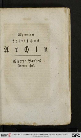 Vierten Bandes Zweytes Heft