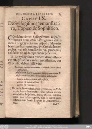Caput IX. De Syllogismo Demonstrativo, Topico & Sophistico.