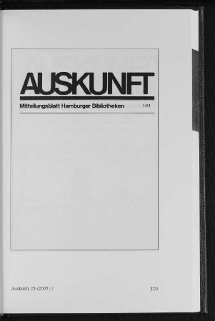 Auskunft Mitteilungsblatt Hamburger Bibliothek 1/81