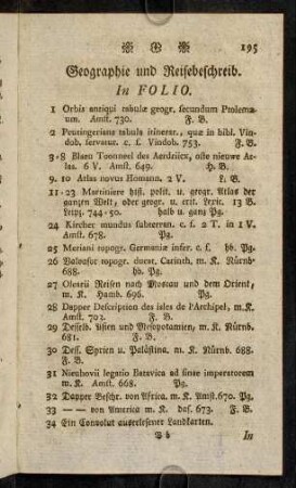 195-210, Geographie und Reisebeschreibungen. In Folio. - In Duodecimo.