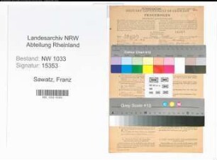 Entnazifizierung Franz Sawatz , geb. 19.10.1920 ()