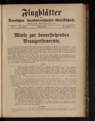 Flugblätter der Deutschen Landwirtschafts-Gesellschaft. Nr. 7.