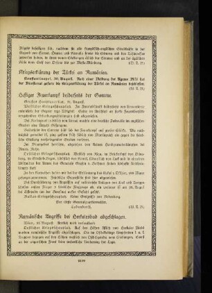 Kriegserklärung der Türkei an Rumänien.