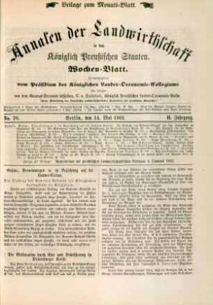 No. 20. Berlin, den 14. Mai 1862. II. Jahrgang.