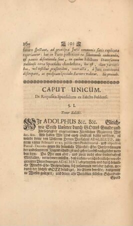 Caput unicum. De Requisitis Sponsalium ex Edicto Fuldensi.