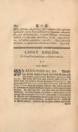 Caput unicum. De Requisitis Sponsalium ex Edicto Fuldensi.