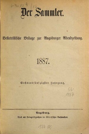 Der Sammler. 56. 1887