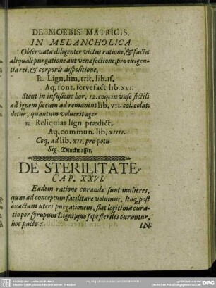 Cap. XXVI. De Sterilitate