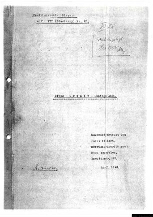 Aufsatz (Maschinenschrift) von Felix Niesert: Sippe Cremer - Lüdinghausen