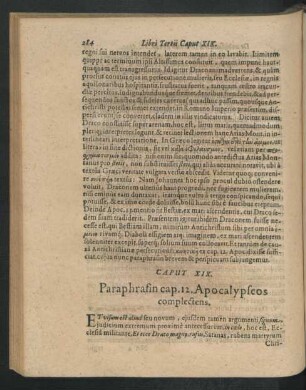 Caput XIX. Paraphrasin cap. 12.Aapocalypseos complectens.